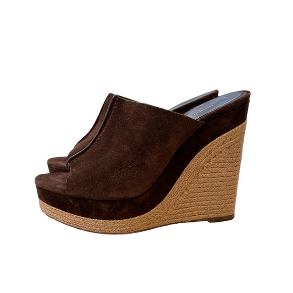 Michael Kors Collection Charlize Suede Wedge Mules Sandals Sz 9 / 39.5 - Picture 4 of 16
